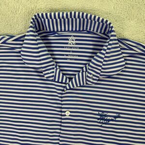 Turtleson Performance Polo Shirt Men Large Blue White Stripe Golf Southern Hills